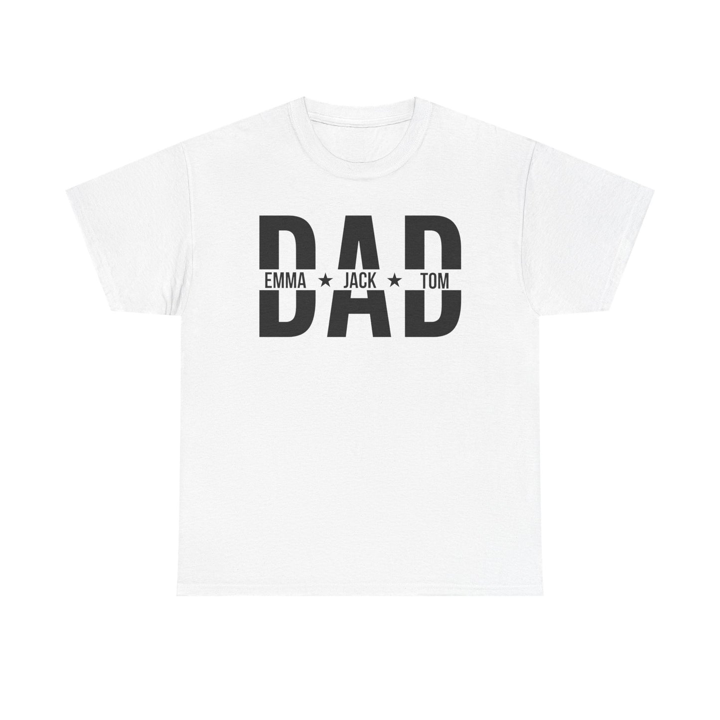 Dad Personalized Heavy Cotton Tee, Custom Father's Day Gift, Unisex T-Shirt, Family Names Apparel, Dad's Day Celebration