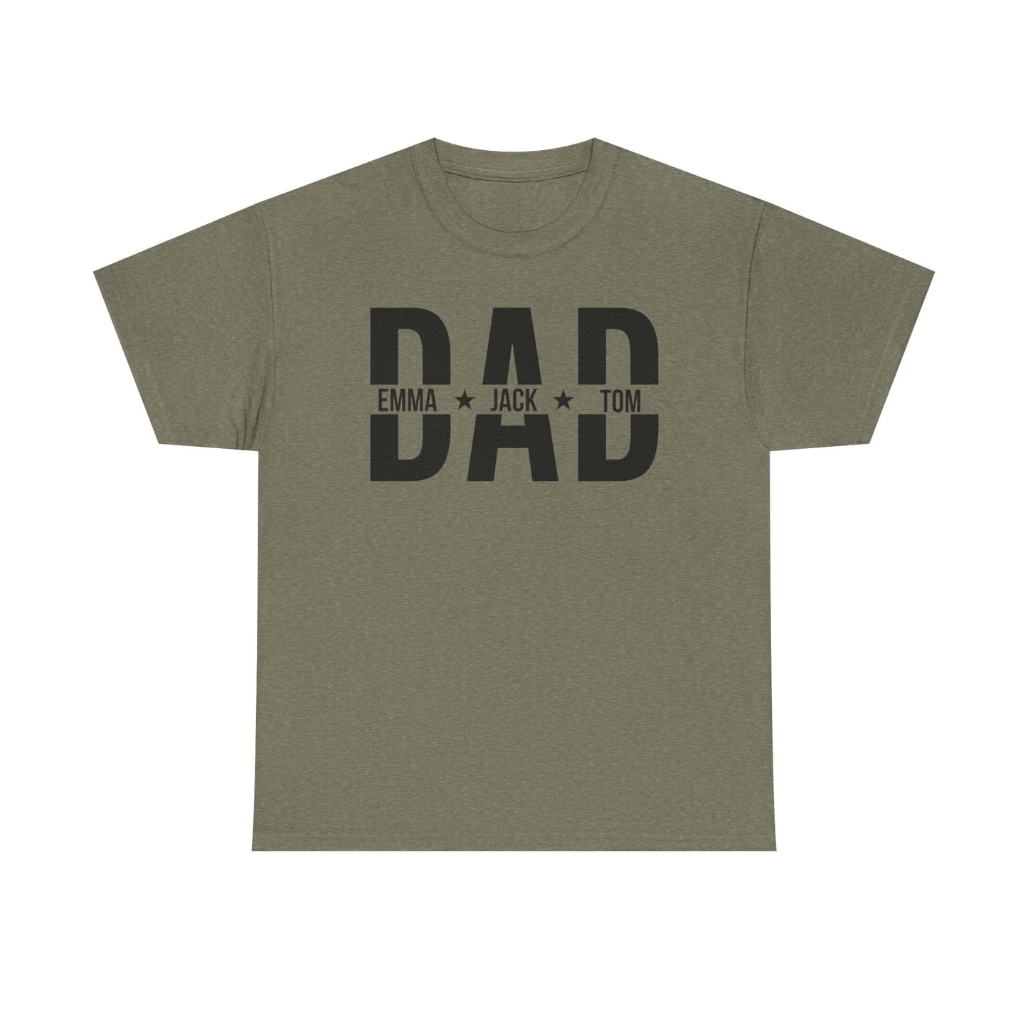Dad Personalized Heavy Cotton Tee, Custom Father's Day Gift, Unisex T-Shirt, Family Names Apparel, Dad's Day Celebration