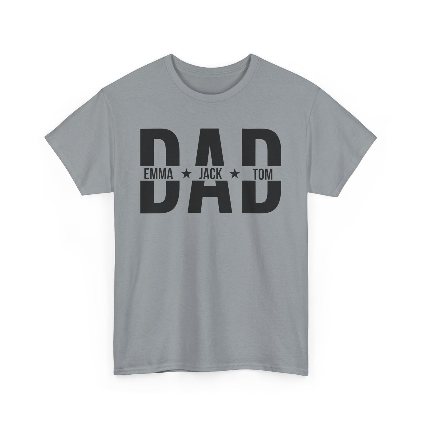 Dad Personalized Heavy Cotton Tee, Custom Father's Day Gift, Unisex T-Shirt, Family Names Apparel, Dad's Day Celebration