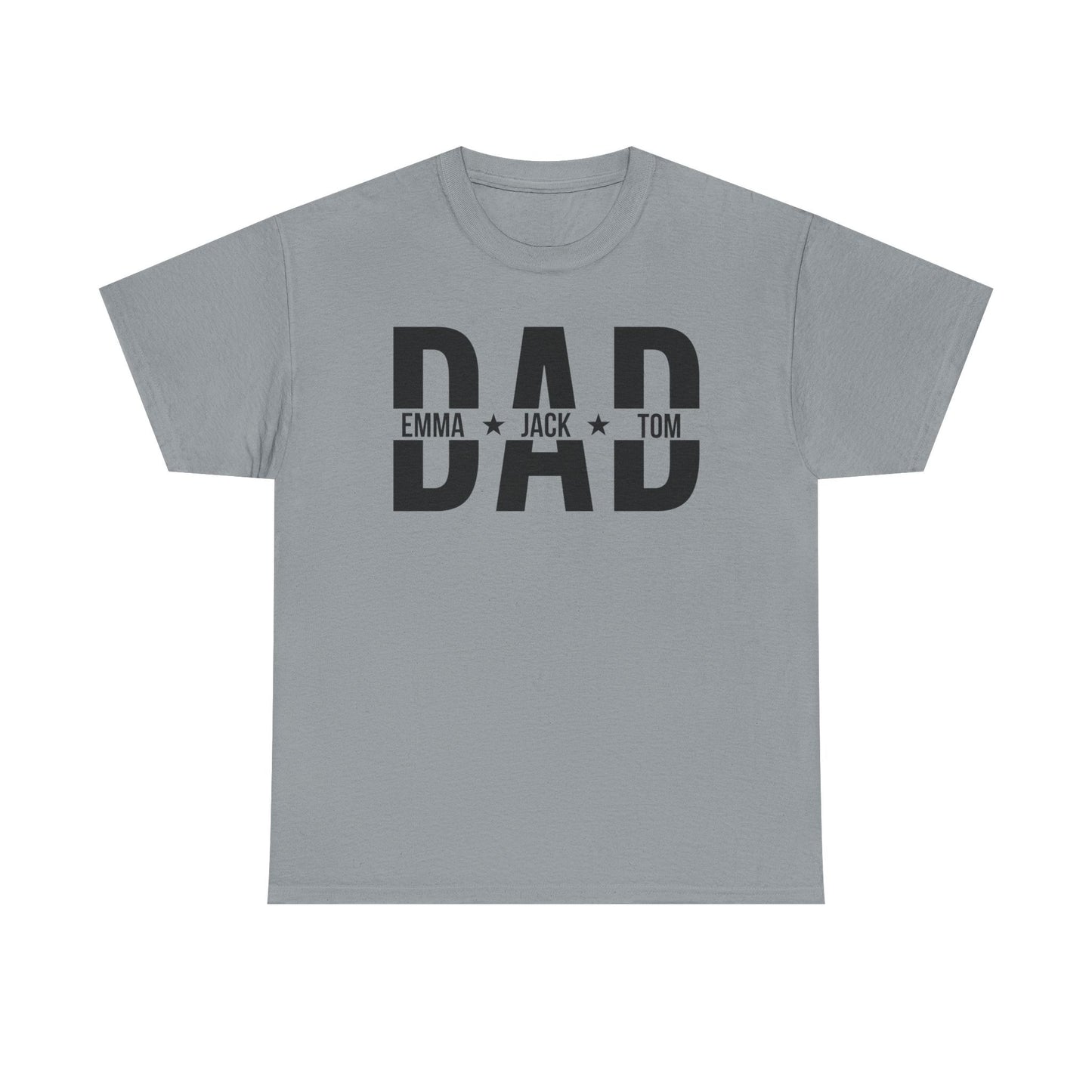 Dad Personalized Heavy Cotton Tee, Custom Father's Day Gift, Unisex T-Shirt, Family Names Apparel, Dad's Day Celebration