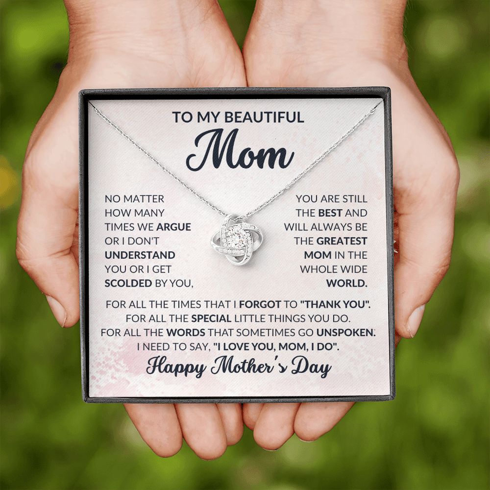 To My Beautiful Mom | No Matter How Much I Love You | Love Knot Necklace