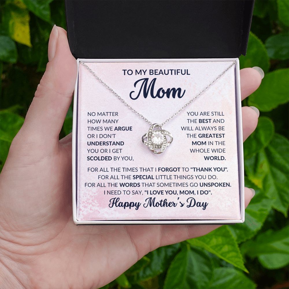 To My Beautiful Mom | No Matter How Much I Love You | Love Knot Necklace
