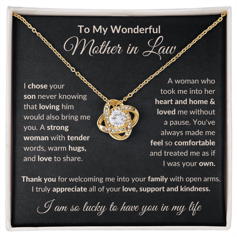 To My Wonderful Mother in Law | I Chose Your Son Never Knowing | Love Knot Necklace
