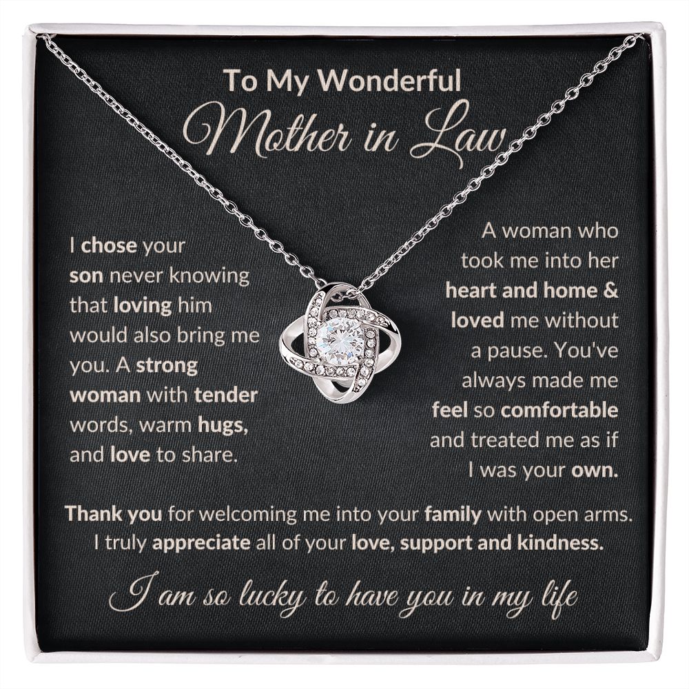 To My Wonderful Mother in Law | I Chose Your Son Never Knowing | Love Knot Necklace