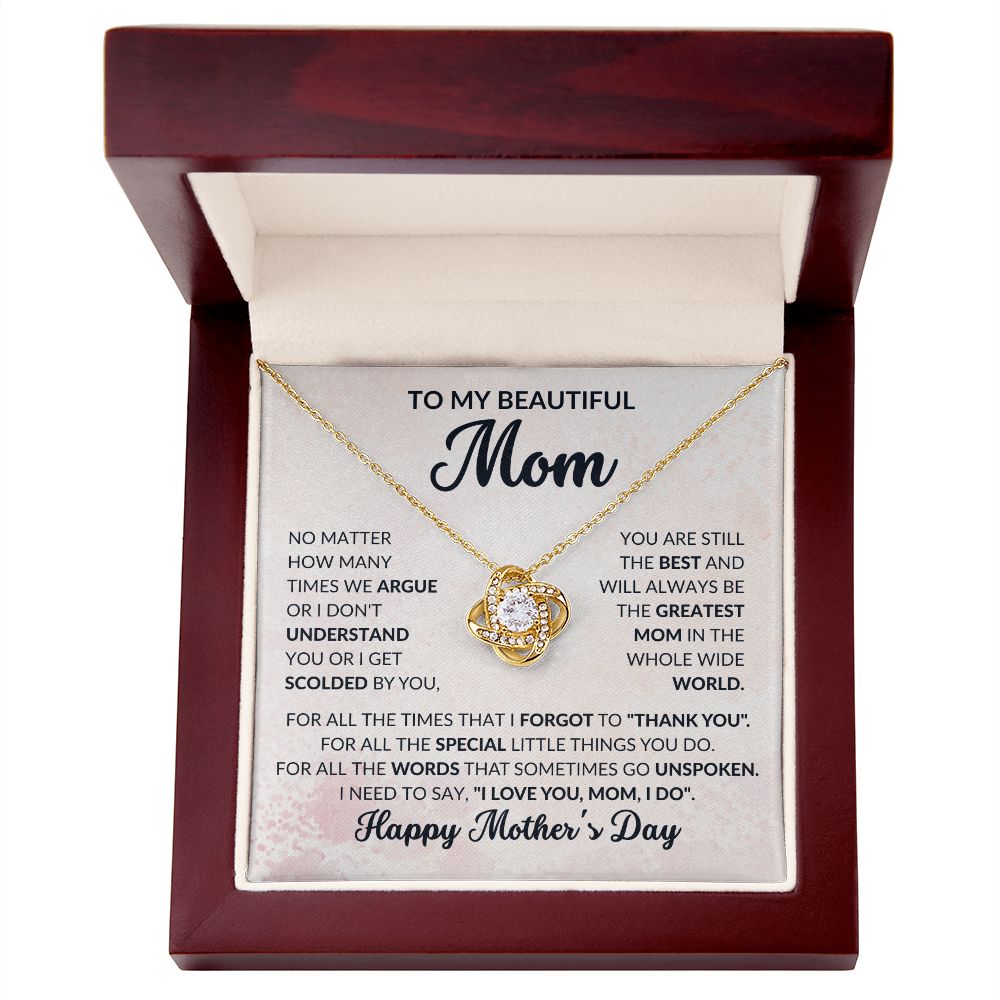 To My Beautiful Mom | No Matter How Much I Love You | Love Knot Necklace