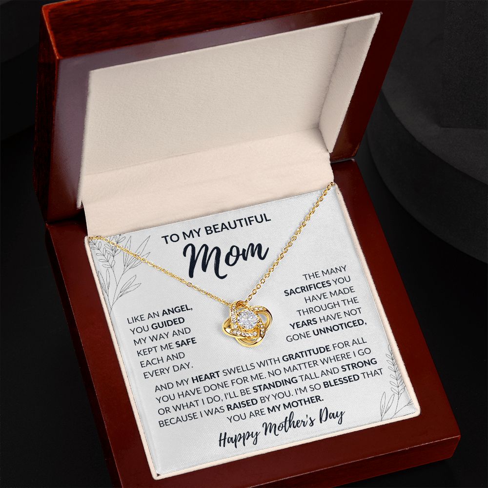 To My Beautiful Mom | Like An Angel You Guided My Way | Love Knot Necklace