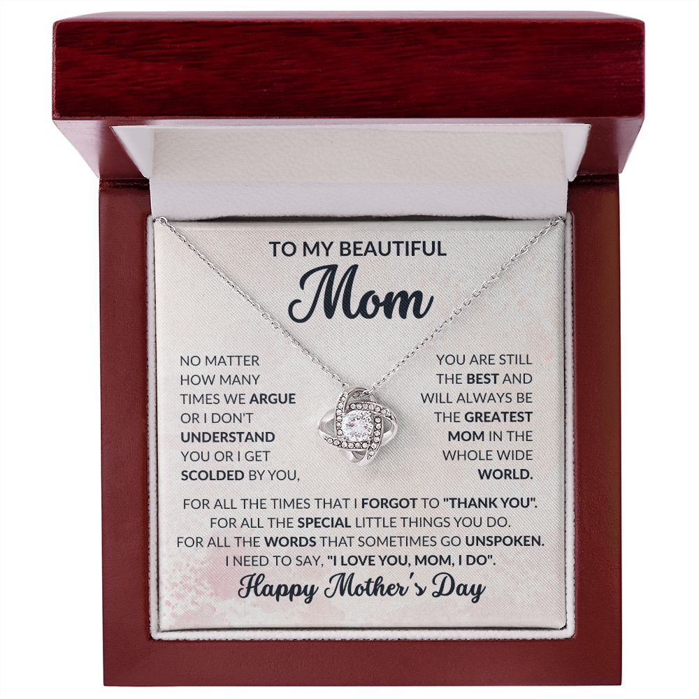 To My Beautiful Mom | No Matter How Much I Love You | Love Knot Necklace