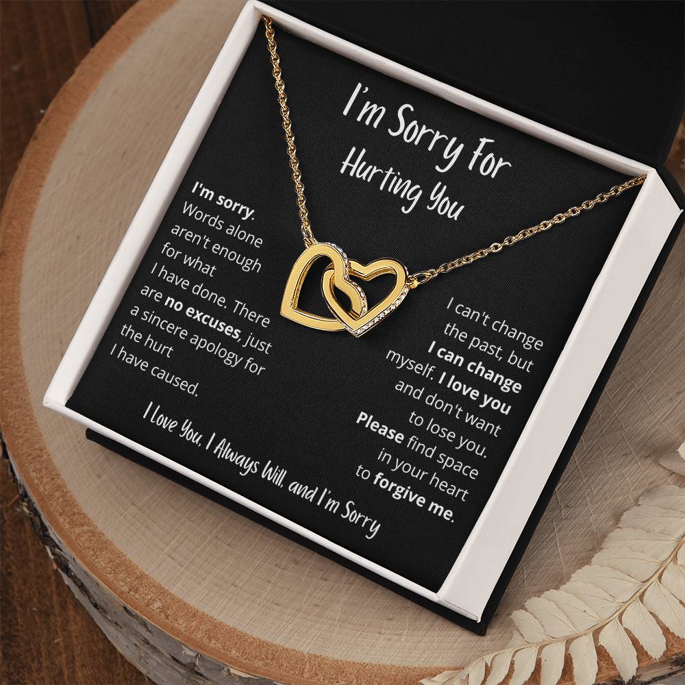 I'm Sorry | Words Alone Aren't Enough | Interlocking Hearts Necklace