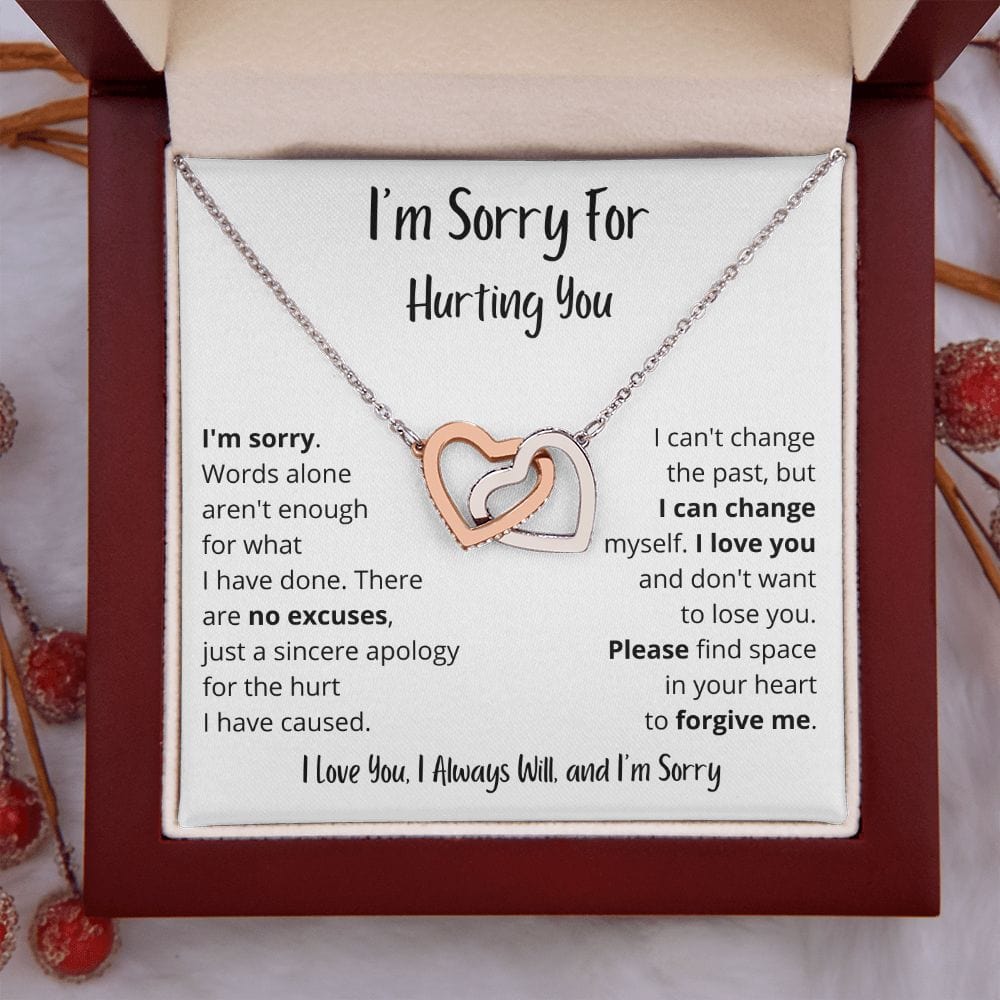 I'm Sorry | Words alone aren't enough | Interlocking Hearts Necklace