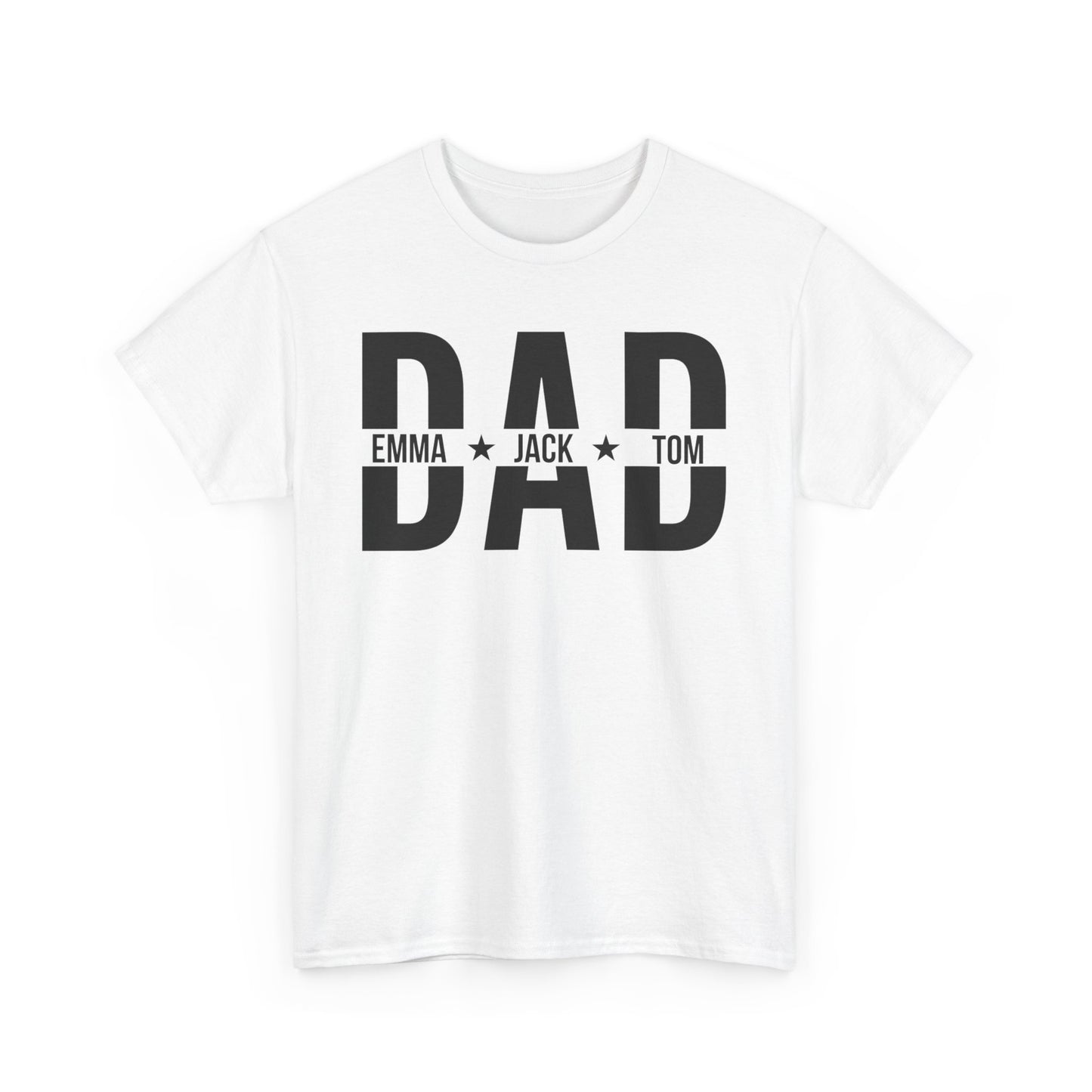 Dad Personalized Heavy Cotton Tee, Custom Father's Day Gift, Unisex T-Shirt, Family Names Apparel, Dad's Day Celebration
