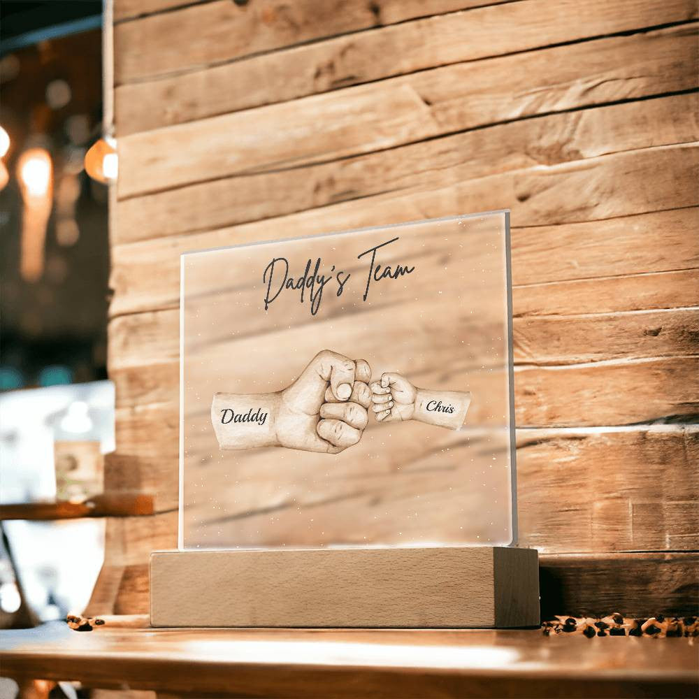 Daddy's Team | Fist Bump | Personalized Acrylic LED Plaque