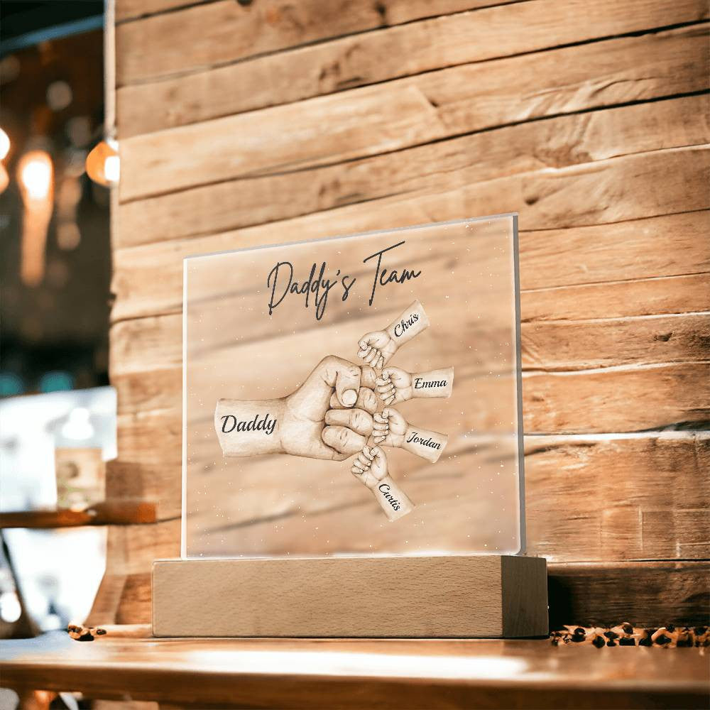 Daddy's Team | Fist Bump | Personalized Acrylic LED Plaque