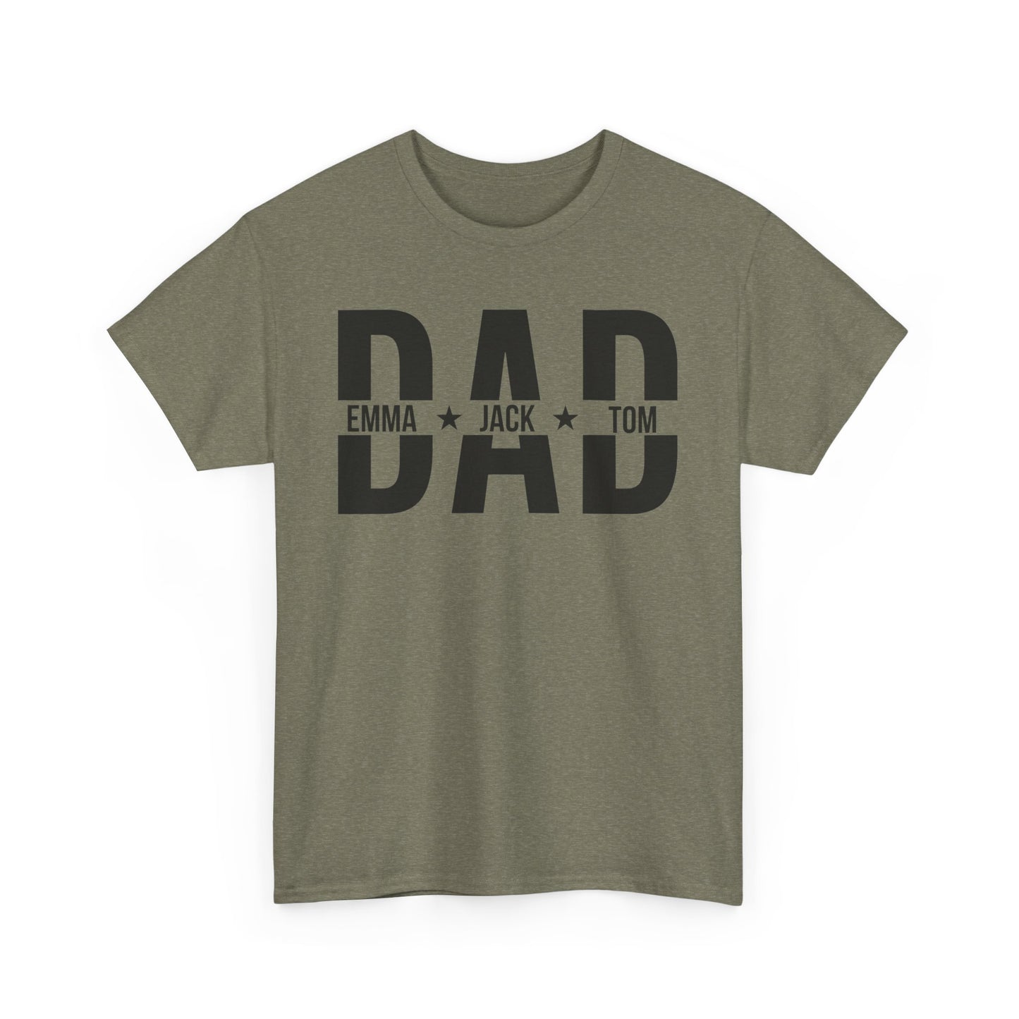 Dad Personalized Heavy Cotton Tee, Custom Father's Day Gift, Unisex T-Shirt, Family Names Apparel, Dad's Day Celebration