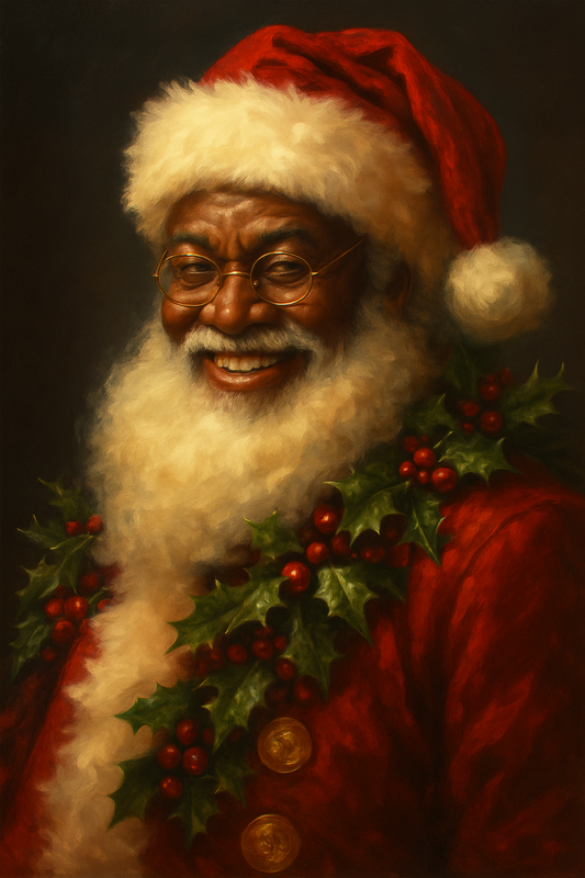 Joyful Black Santa Canvas Wall Art | Christmas Decor | Impeccable Gifts