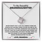 "To My Beautiful Granddaughter Love Knot Necklace - Brave & Strong Keepsake Gift from Grandma"
