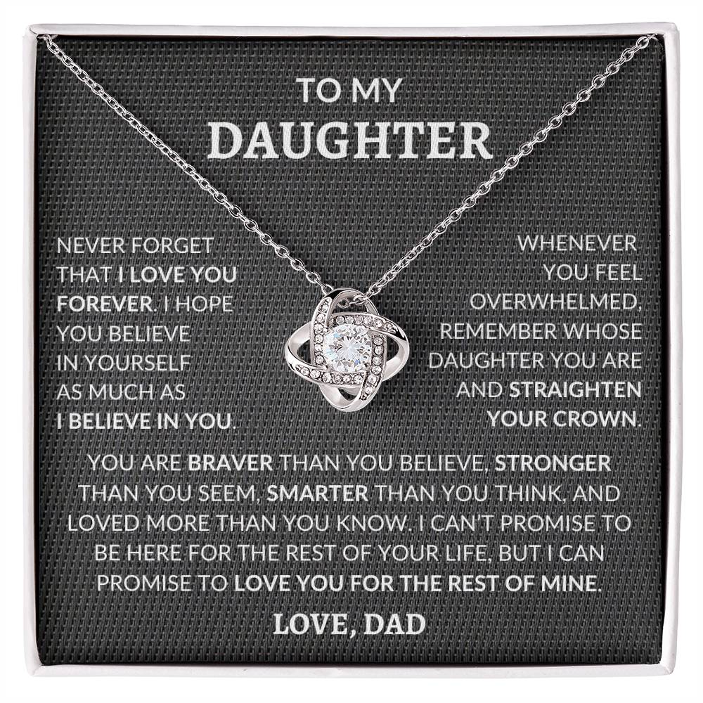 To My Daughter | Never Forget | Love Knot Necklace