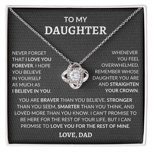 To My Daughter | Never Forget | Love Knot Necklace
