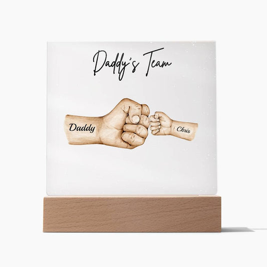 Daddy's Team | Fist Bump | Personalized Acrylic LED Plaque