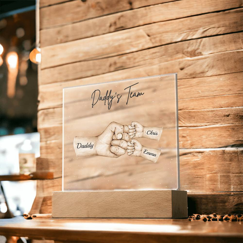 Daddy's Team | Fist Bump | Personalized Acrylic LED Plaque