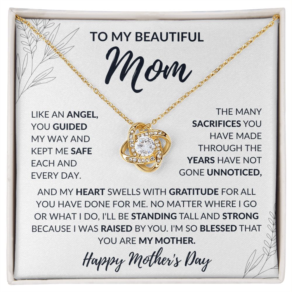 To My Beautiful Mom | Like An Angel You Guided My Way | Love Knot Necklace