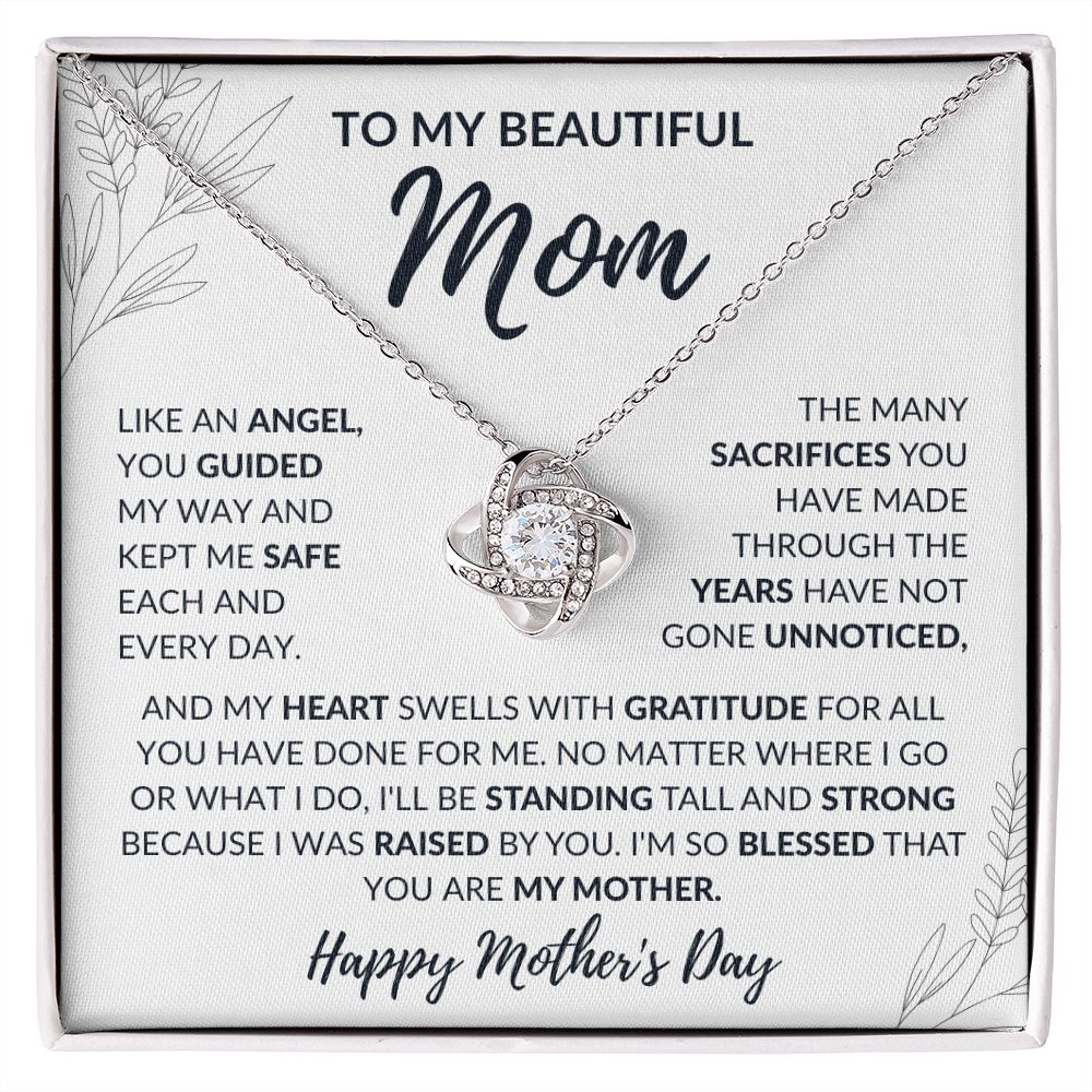To My Beautiful Mom | Like An Angel You Guided My Way | Love Knot Necklace