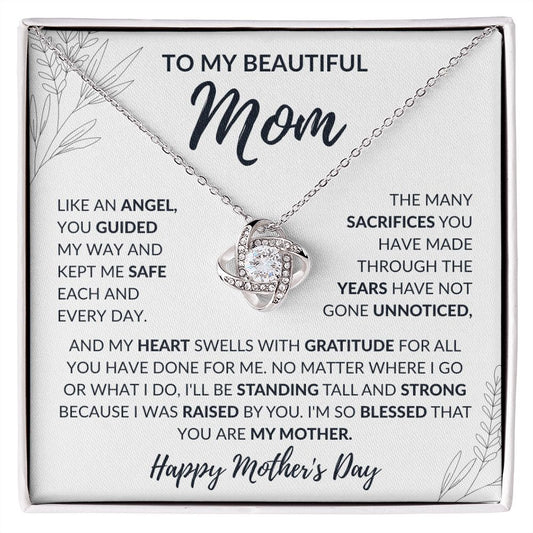 To My Beautiful Mom | Like An Angel You Guided My Way | Love Knot Necklace