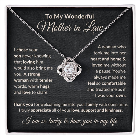 To My Wonderful Mother in Law | I Chose Your Son Never Knowing | Love Knot Necklace