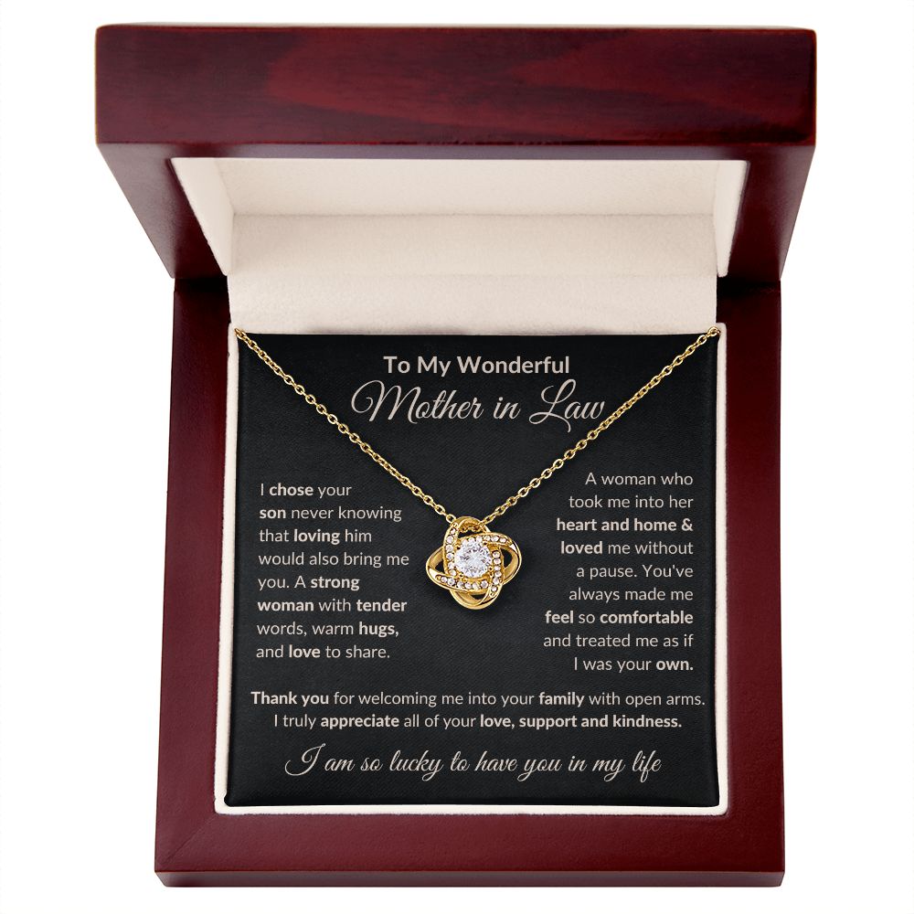 To My Wonderful Mother in Law | I Chose Your Son Never Knowing | Love Knot Necklace