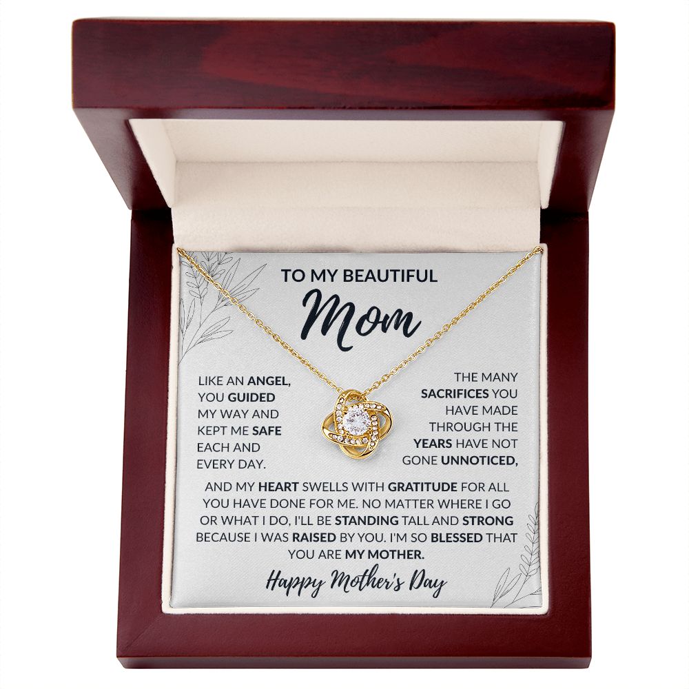 To My Beautiful Mom | Like An Angel You Guided My Way | Love Knot Necklace