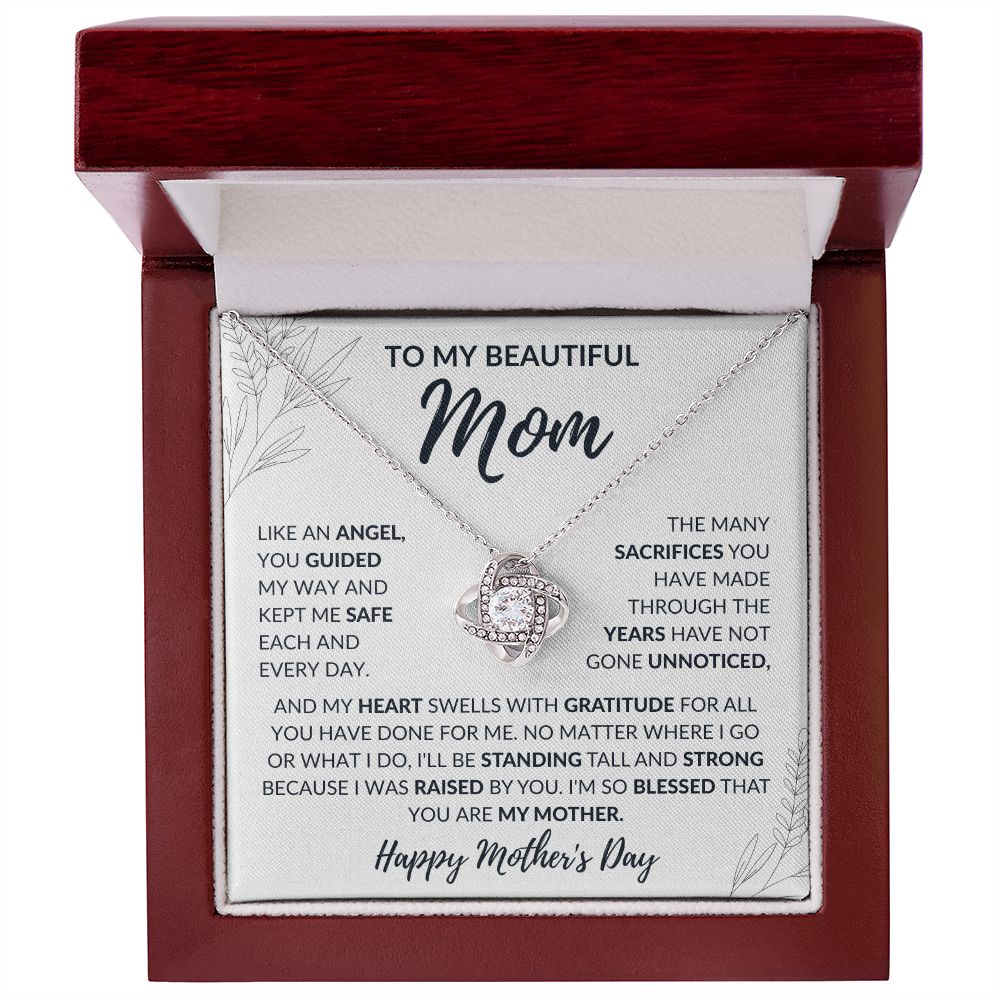 To My Beautiful Mom | Like An Angel You Guided My Way | Love Knot Necklace