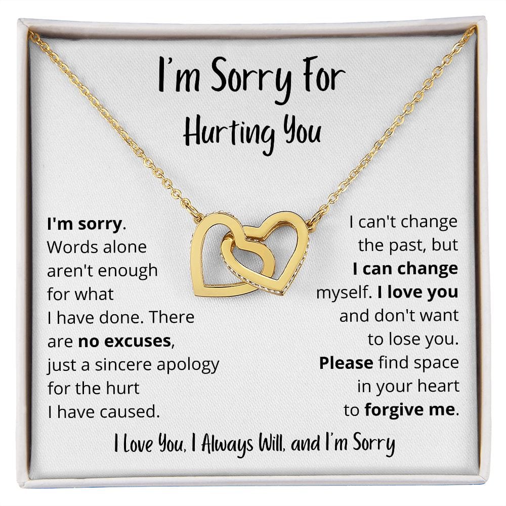 I'm Sorry | Words alone aren't enough | Interlocking Hearts Necklace