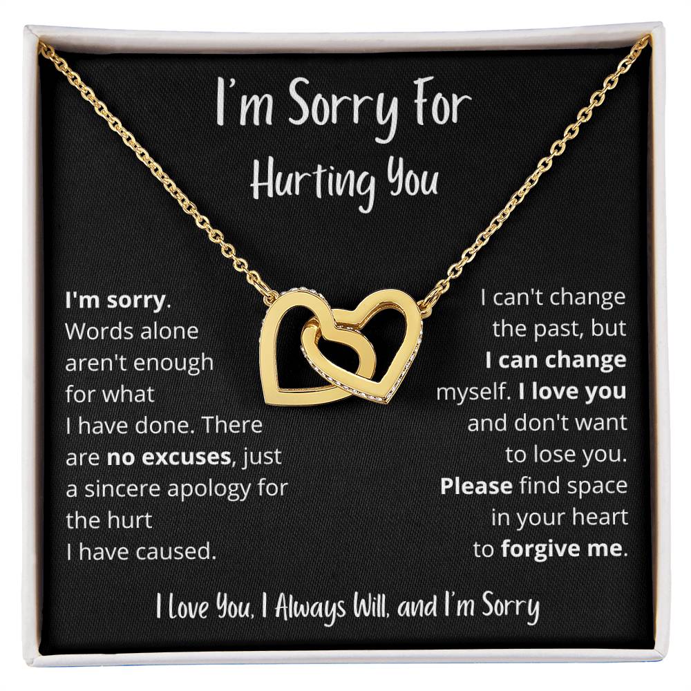 I'm Sorry | Words Alone Aren't Enough  | Interlocking Hearts Necklace