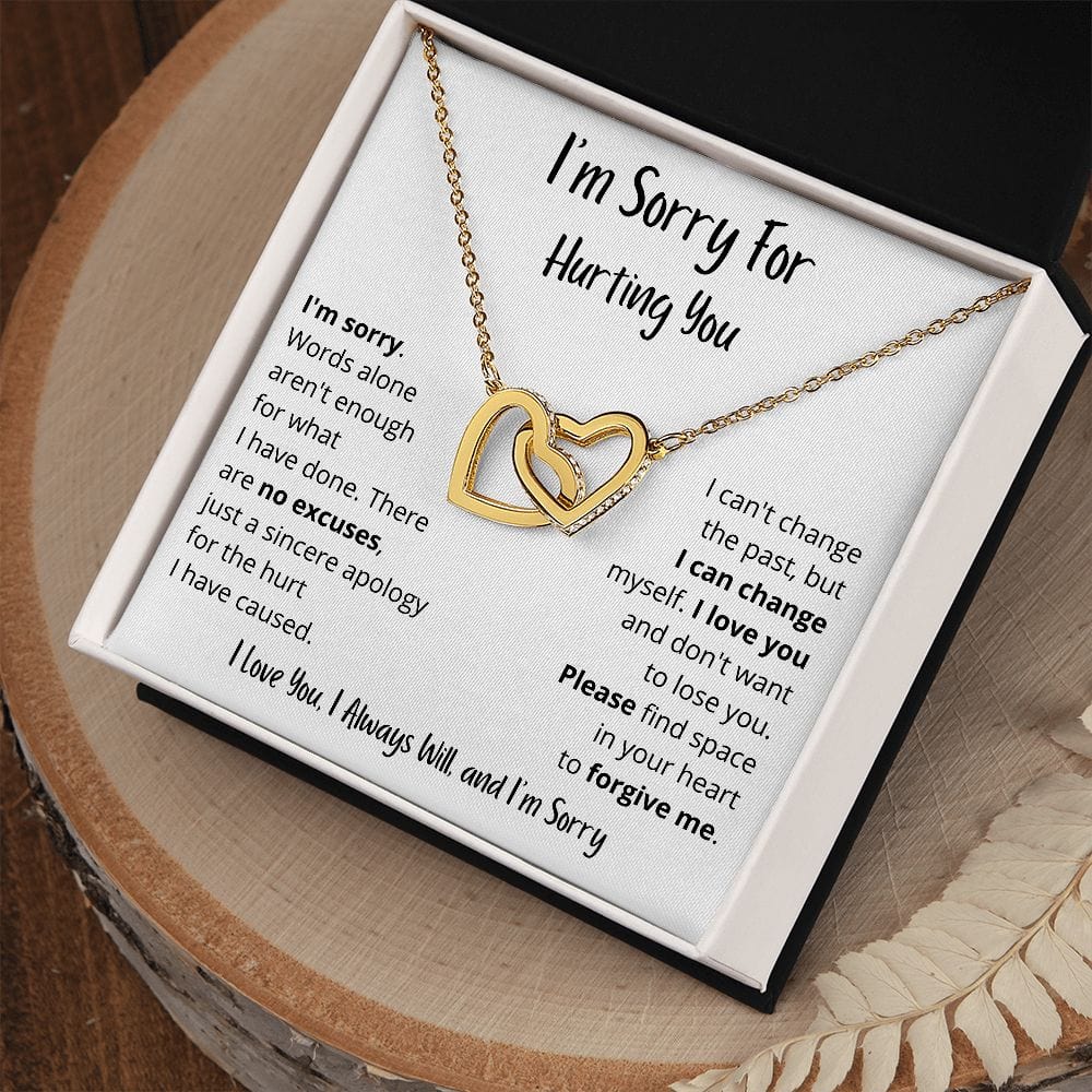 I'm Sorry | Words alone aren't enough | Interlocking Hearts Necklace