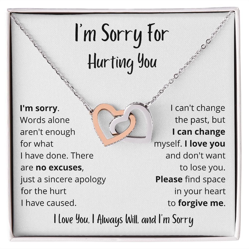 I'm Sorry | Words alone aren't enough | Interlocking Hearts Necklace
