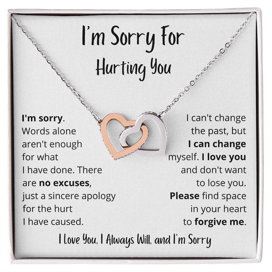 I'm Sorry | Words alone aren't enough | Interlocking Hearts Necklace