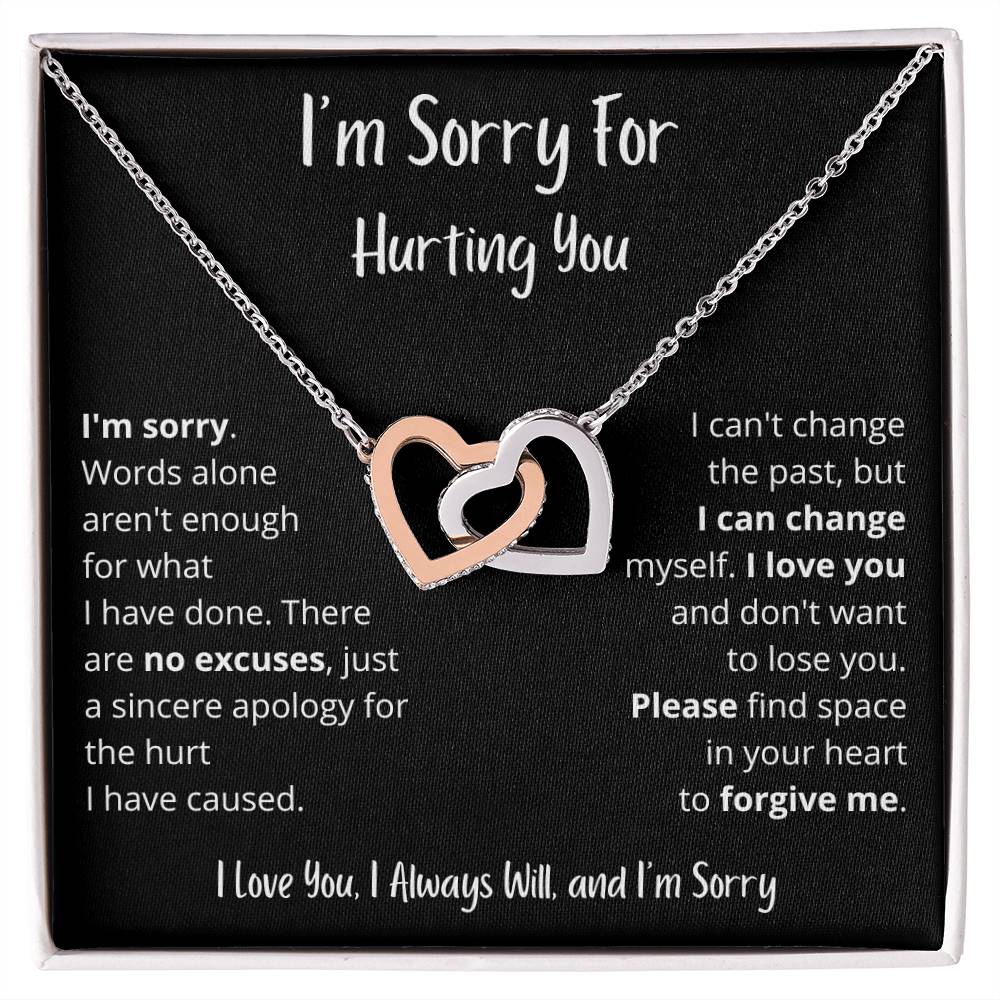 I'm Sorry | Words Alone Aren't Enough  | Interlocking Hearts Necklace