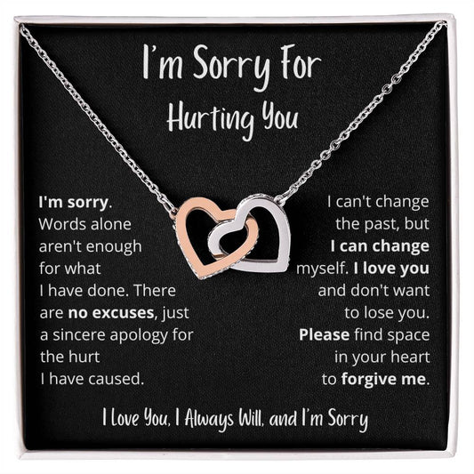 I'm Sorry | Words Alone Aren't Enough  | Interlocking Hearts Necklace