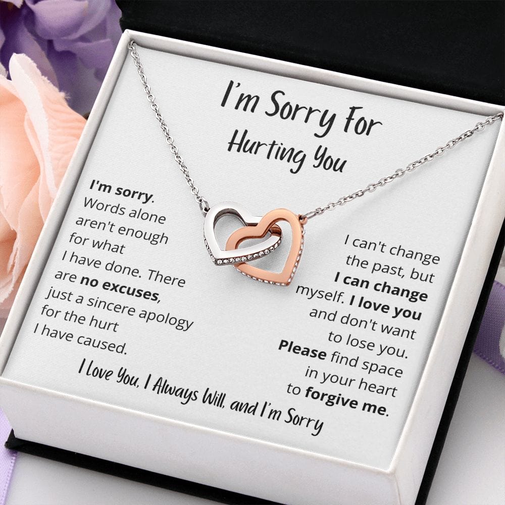 I'm Sorry | Words alone aren't enough | Interlocking Hearts Necklace