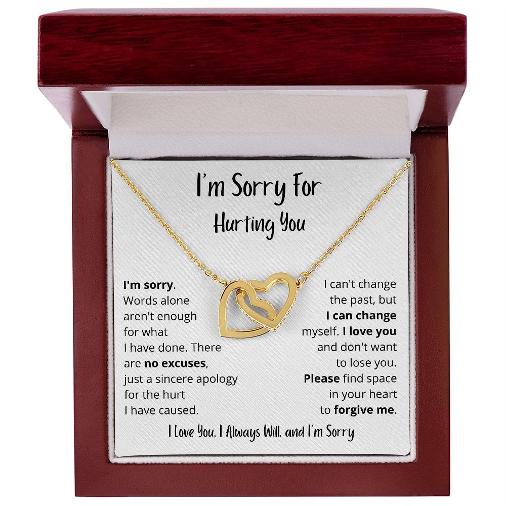 I'm Sorry | Words alone aren't enough | Interlocking Hearts Necklace
