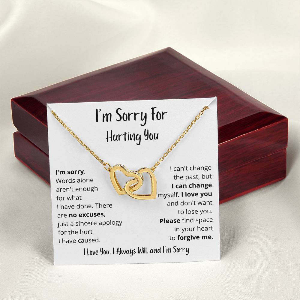 I'm Sorry | Words alone aren't enough | Interlocking Hearts Necklace