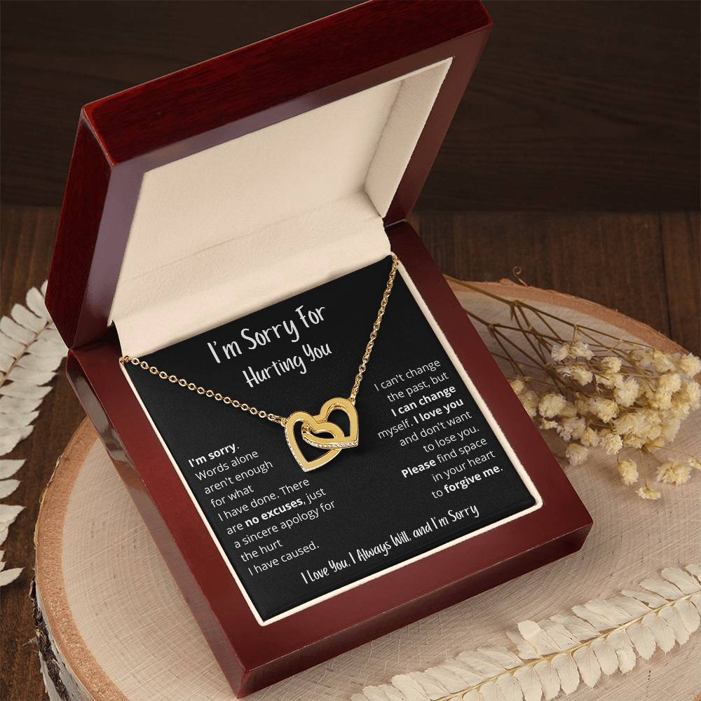 I'm Sorry | Words Alone Aren't Enough  | Interlocking Hearts Necklace