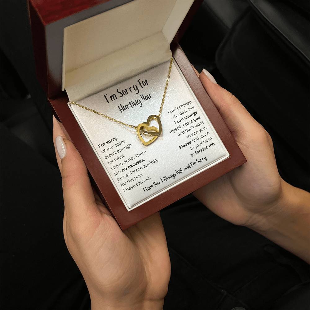 I'm Sorry | Words alone aren't enough | Interlocking Hearts Necklace