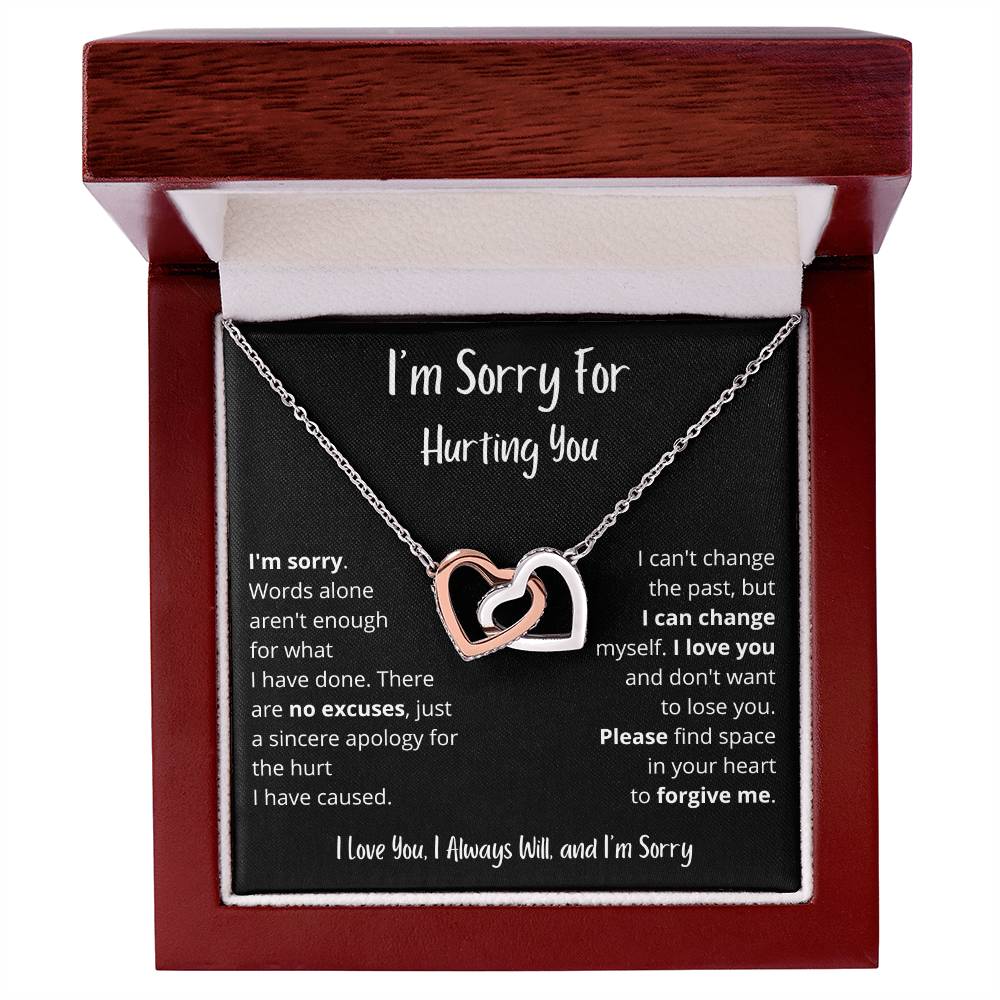 I'm Sorry | Words Alone Aren't Enough  | Interlocking Hearts Necklace