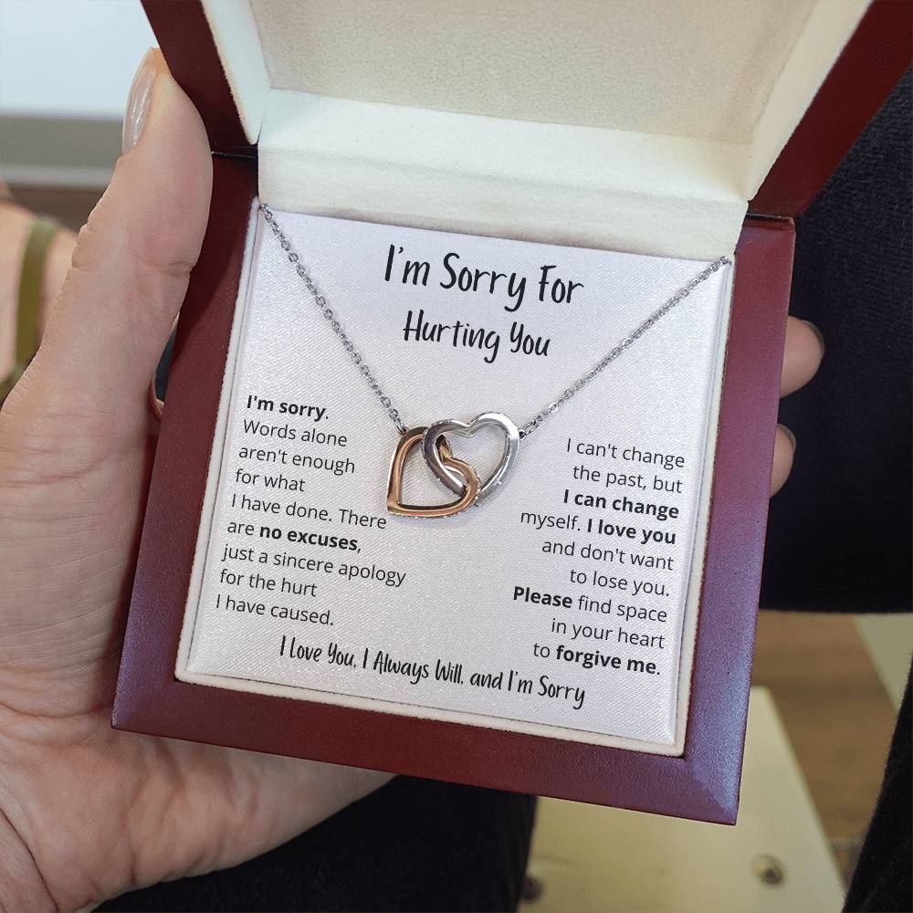 I'm Sorry | Words alone aren't enough | Interlocking Hearts Necklace
