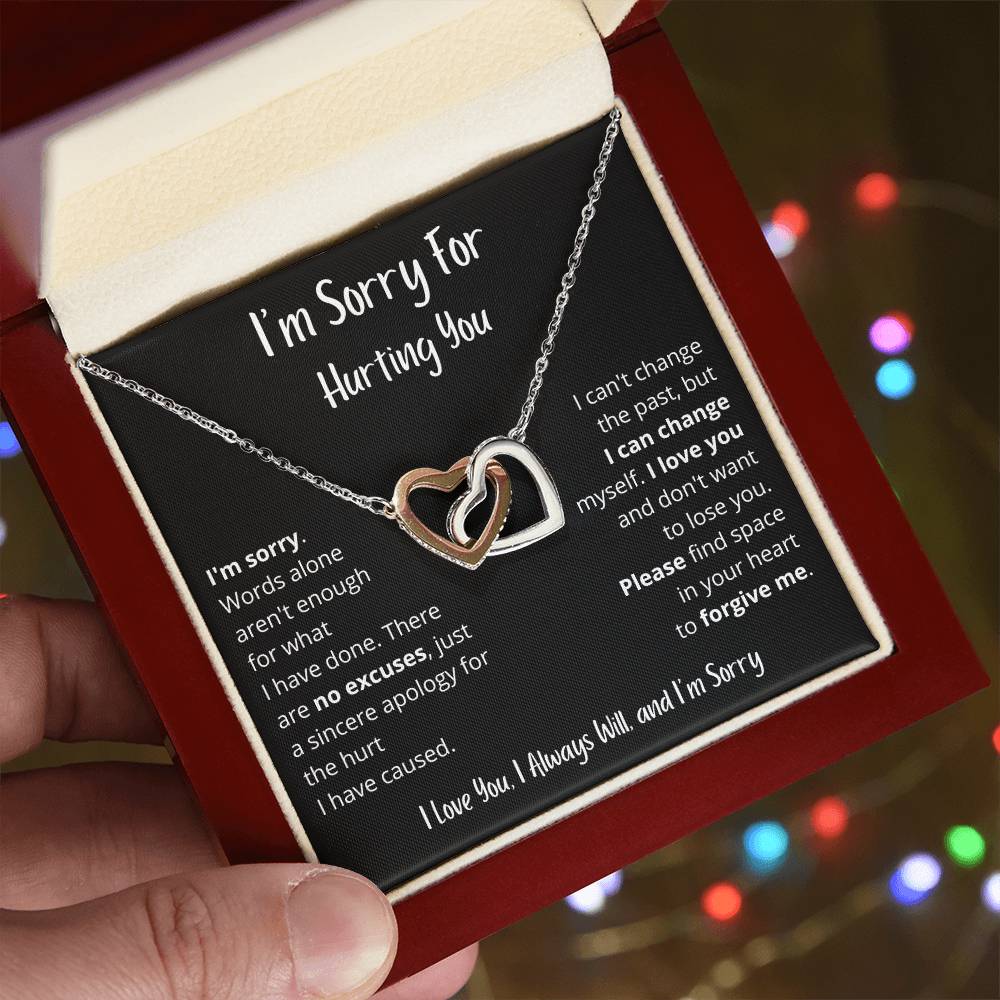 I'm Sorry | Words Alone Aren't Enough  | Interlocking Hearts Necklace